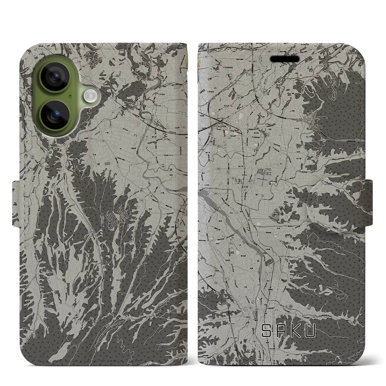 【佐久(長野県)】地図柄iPhoneケース(手帳タイプ)