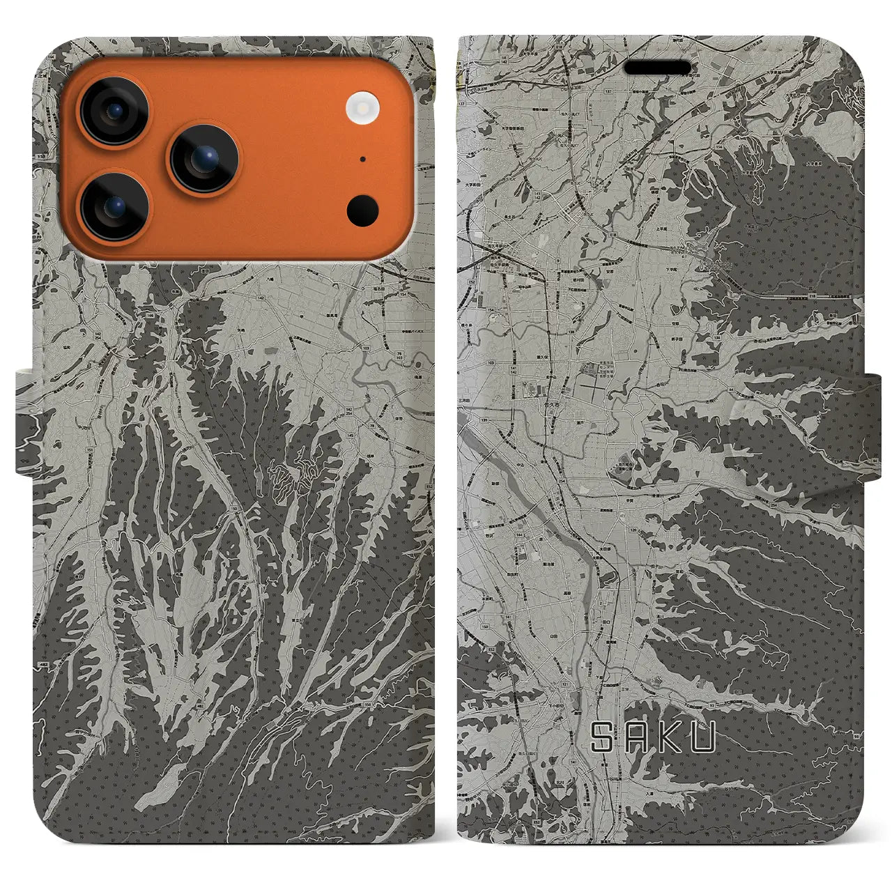 【佐久(長野県)】地図柄iPhoneケース(手帳タイプ)