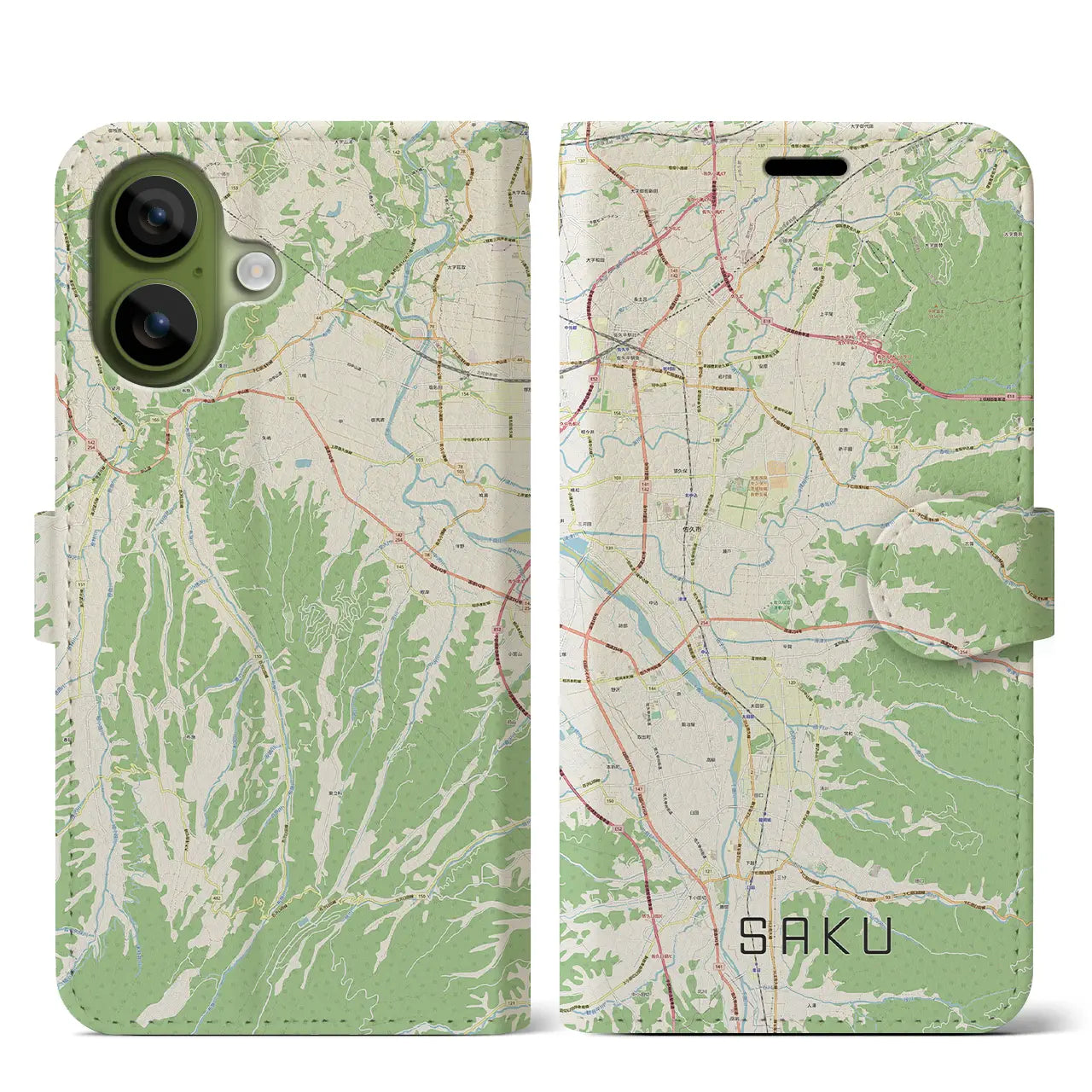 【佐久(長野県)】地図柄iPhoneケース(手帳タイプ)