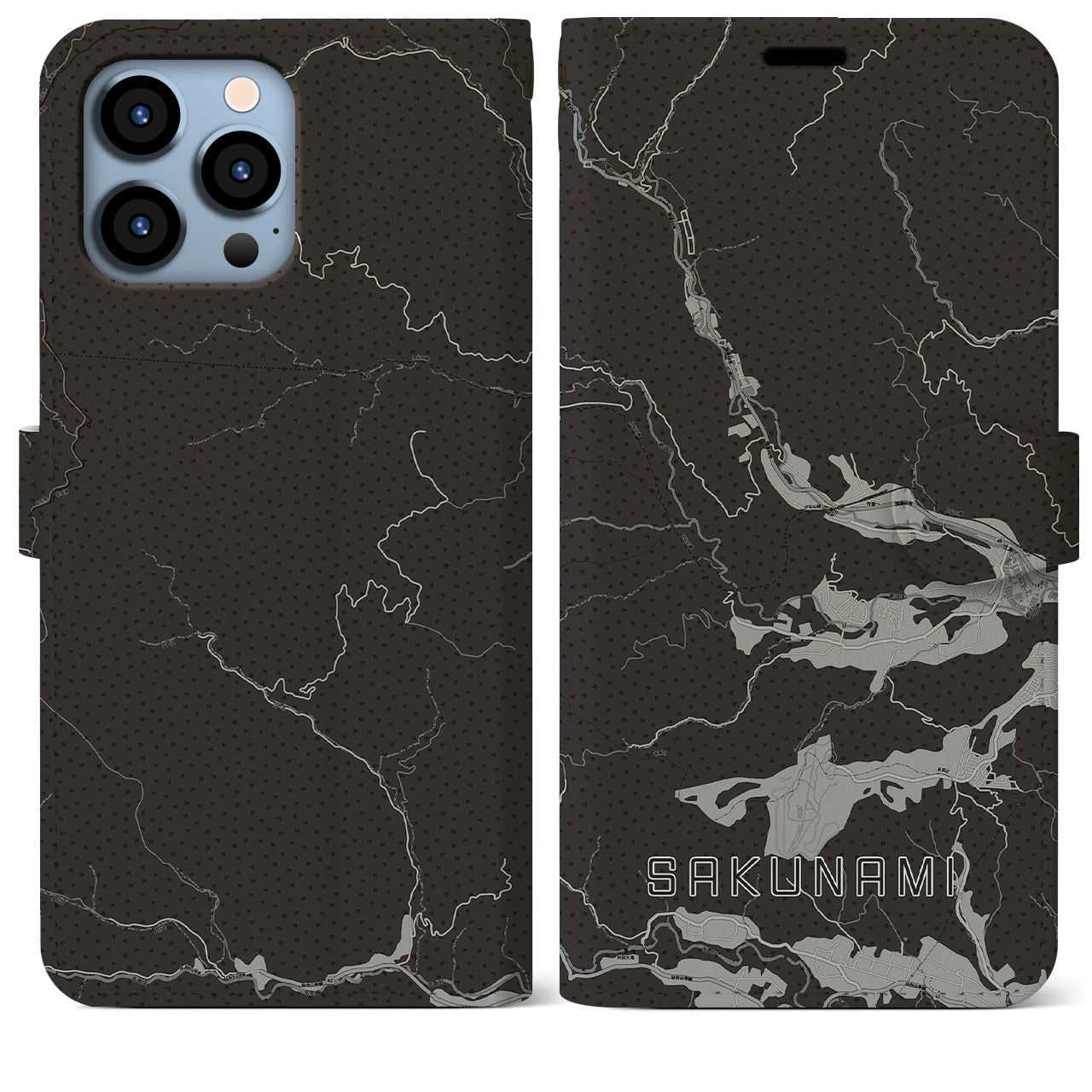 【作並(宮城県)】地図柄iPhoneケース(手帳タイプ)