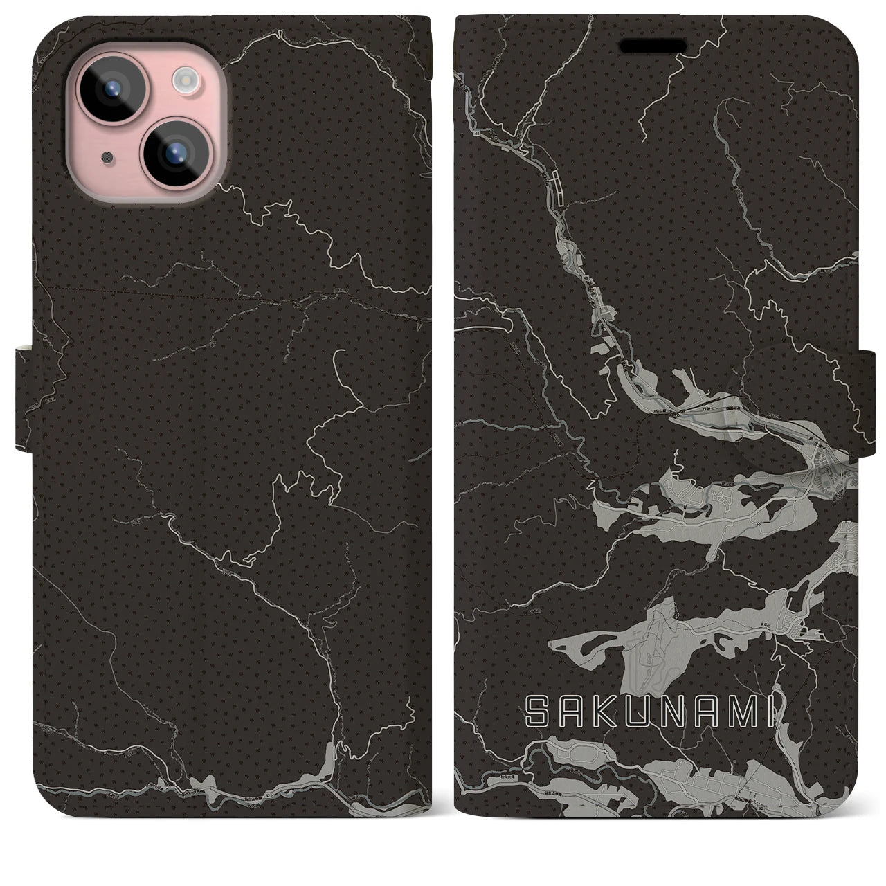 【作並(宮城県)】地図柄iPhoneケース(手帳タイプ)