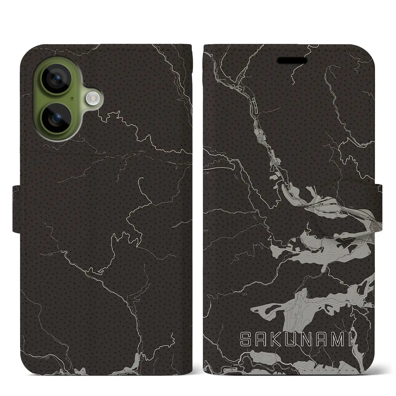 【作並(宮城県)】地図柄iPhoneケース(手帳タイプ)