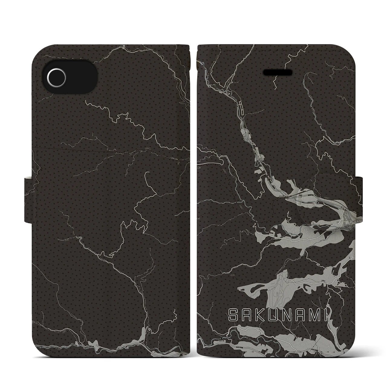 【作並(宮城県)】地図柄iPhoneケース(手帳タイプ)