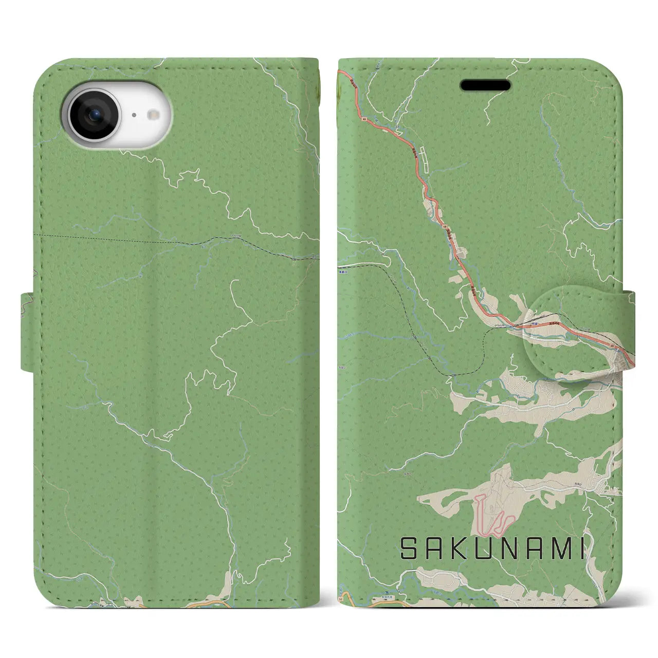 【作並(宮城県)】地図柄iPhoneケース(手帳タイプ)