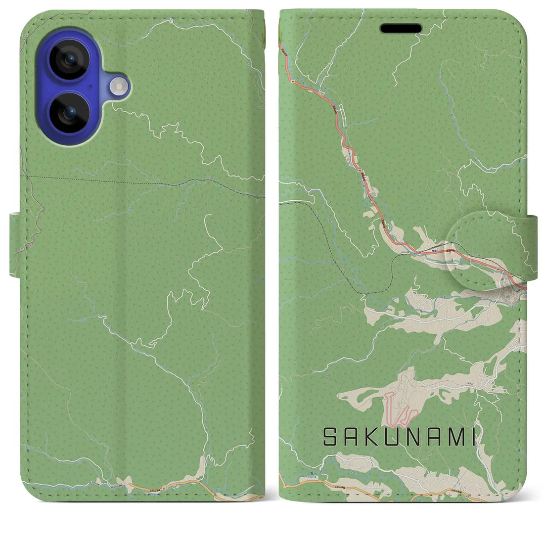 【作並(宮城県)】地図柄iPhoneケース(手帳タイプ)ナチュラル・iPhone 16 Pro Max 用