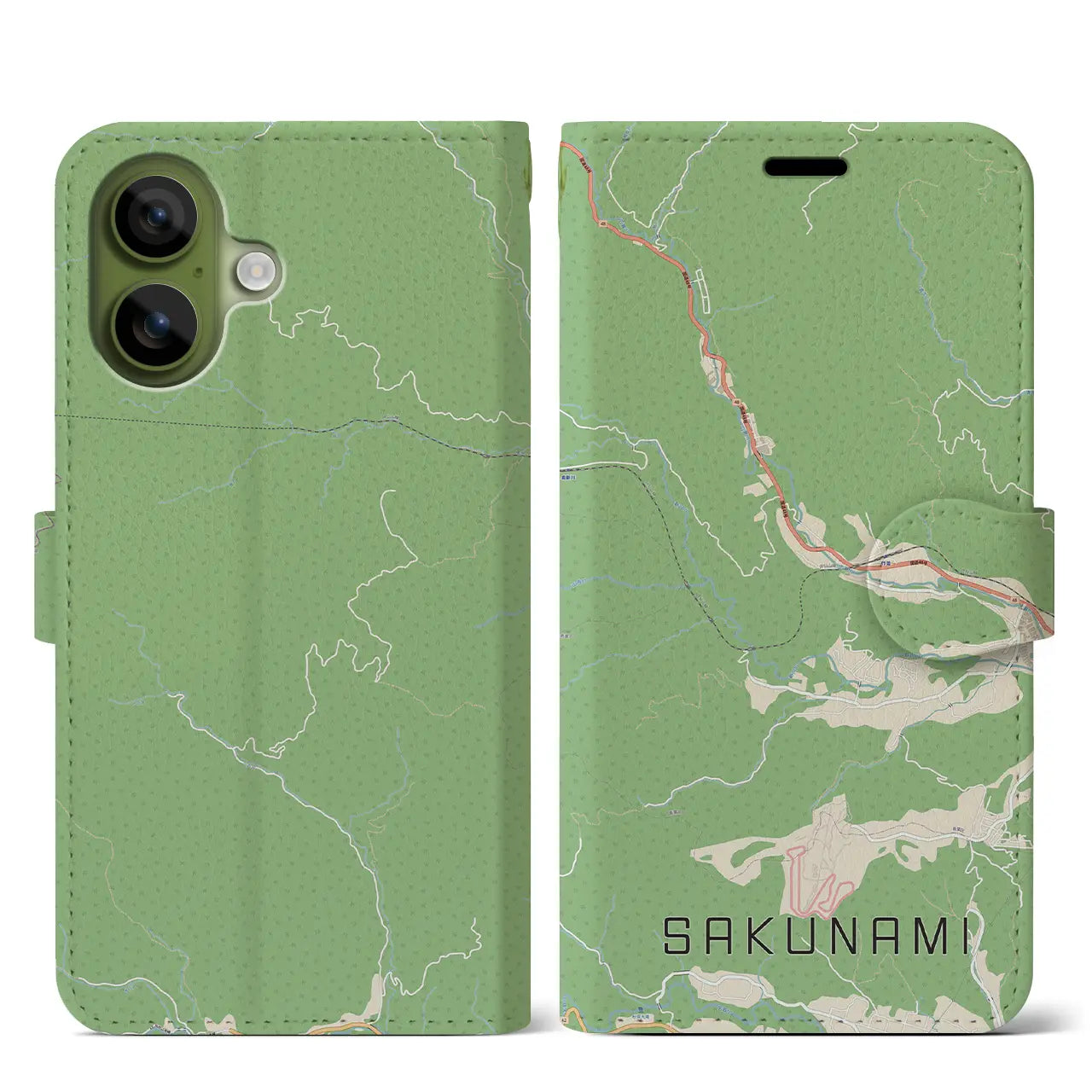 【作並(宮城県)】地図柄iPhoneケース(手帳タイプ)