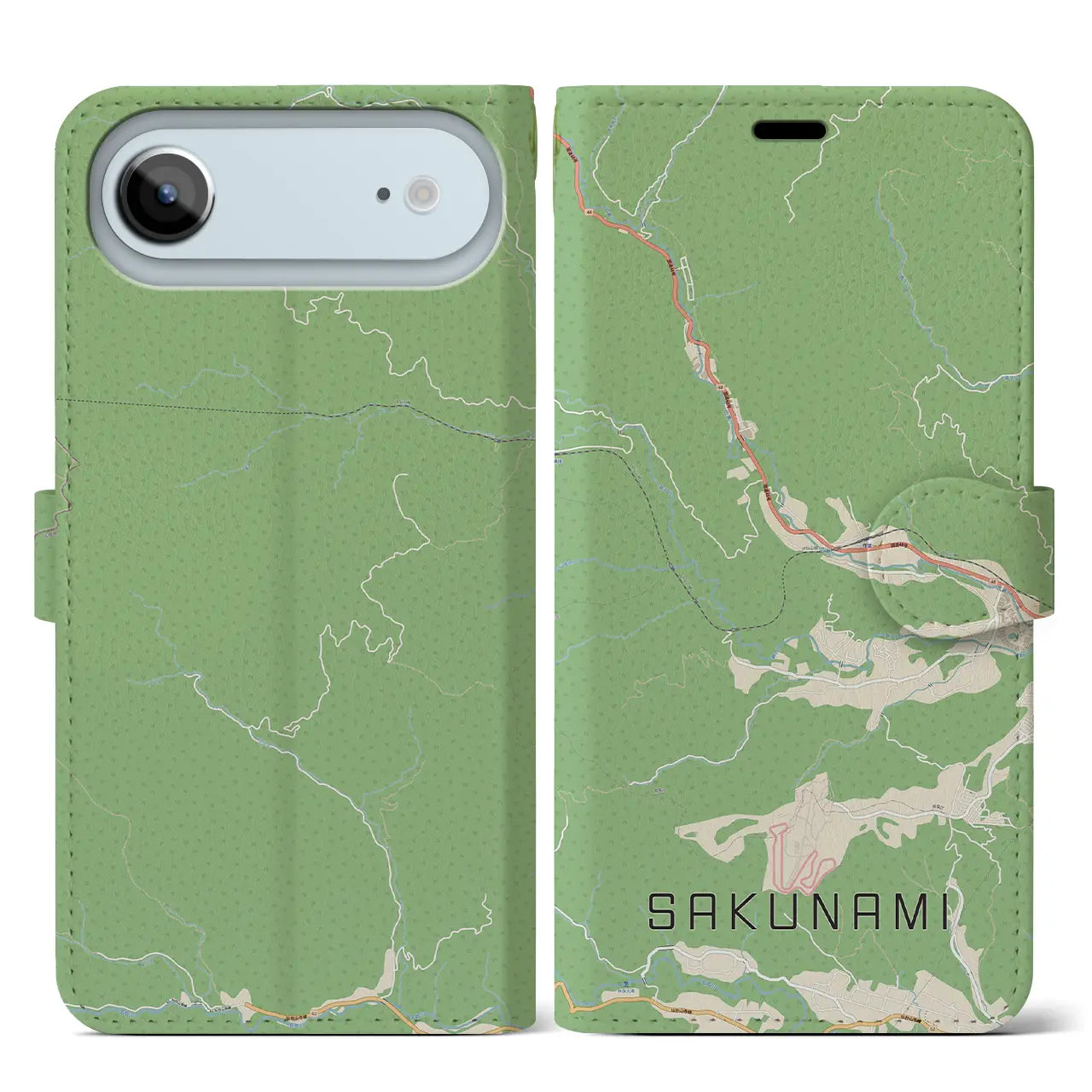 【作並(宮城県)】地図柄iPhoneケース(手帳タイプ)