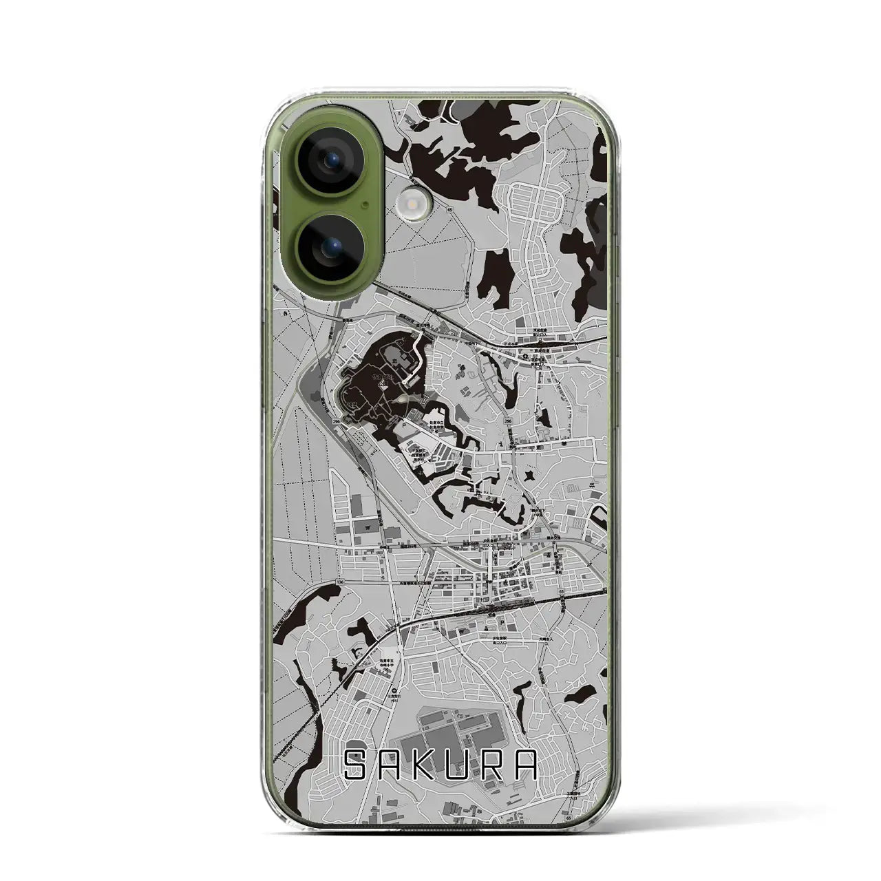 【佐倉(千葉県)】地図柄iPhoneケース(クリアタイプ)モノトーン・iPhone 17 Pro Max 用