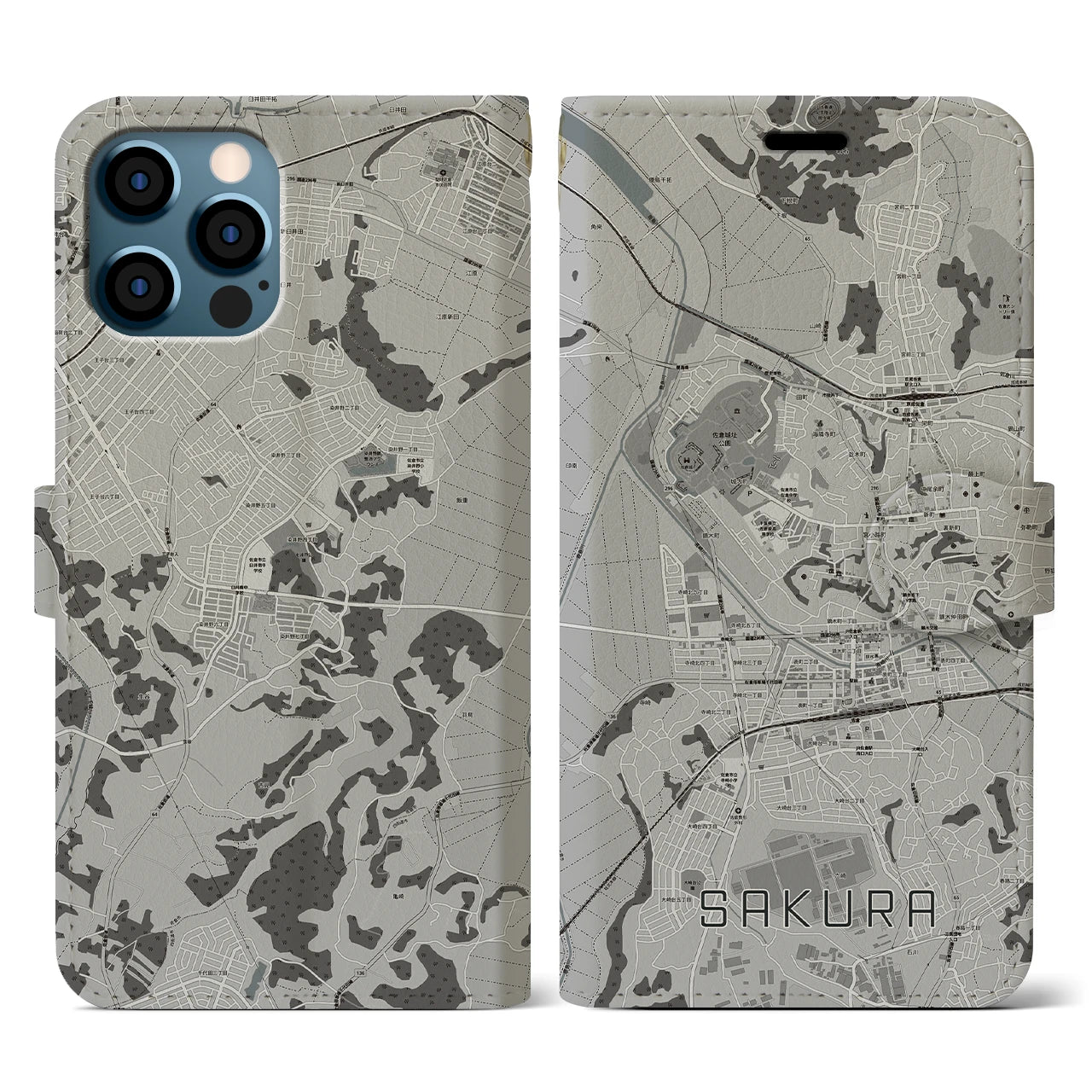 【佐倉(千葉県)】地図柄iPhoneケース(手帳タイプ)