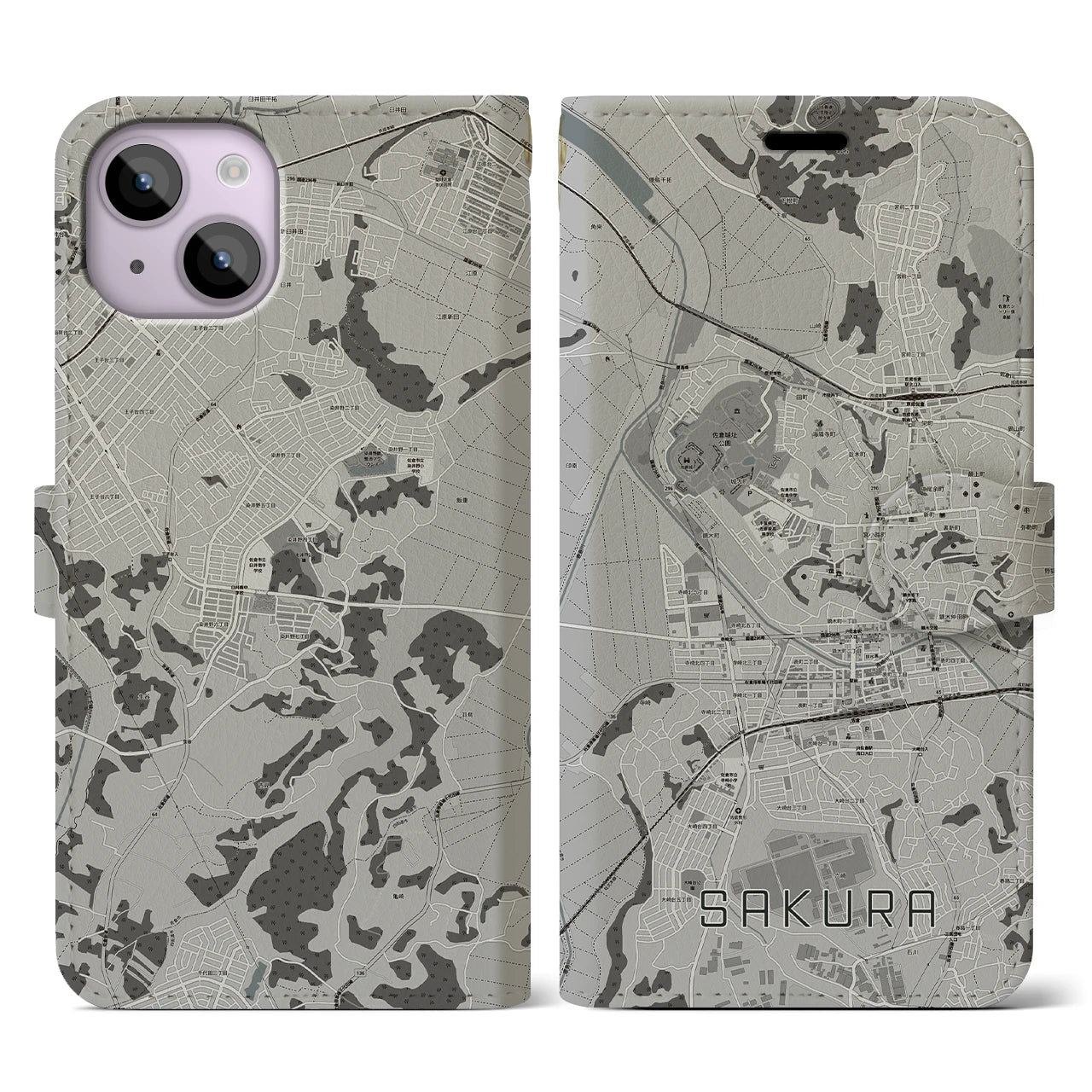 【佐倉(千葉県)】地図柄iPhoneケース(手帳タイプ)