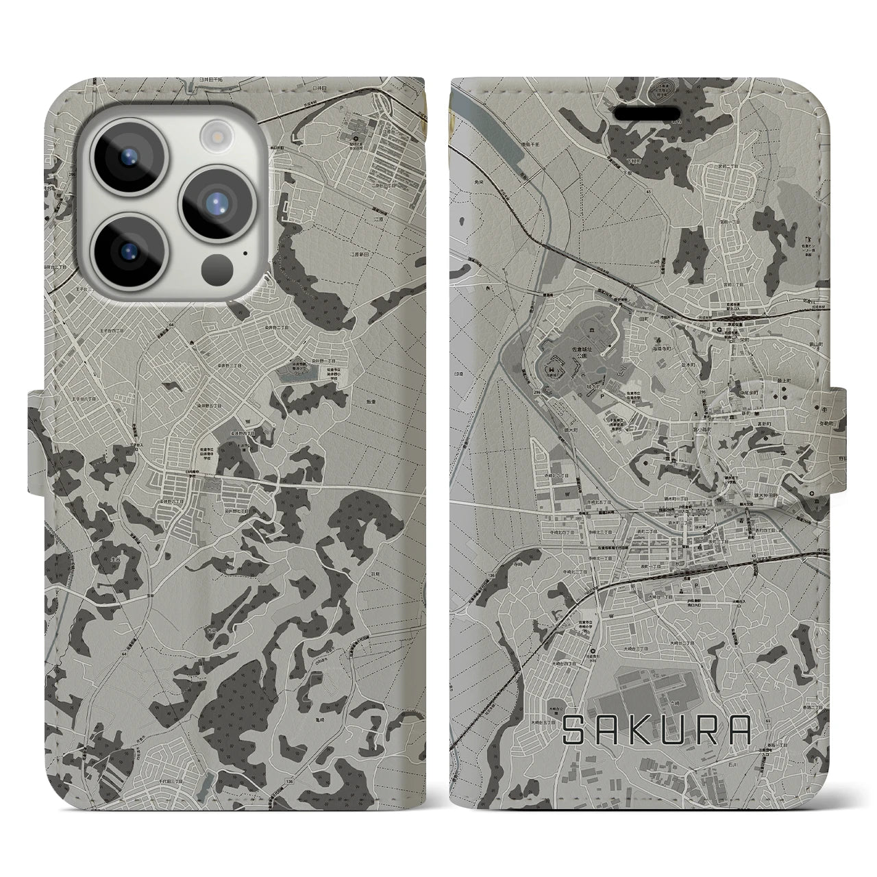 【佐倉(千葉県)】地図柄iPhoneケース(手帳タイプ)