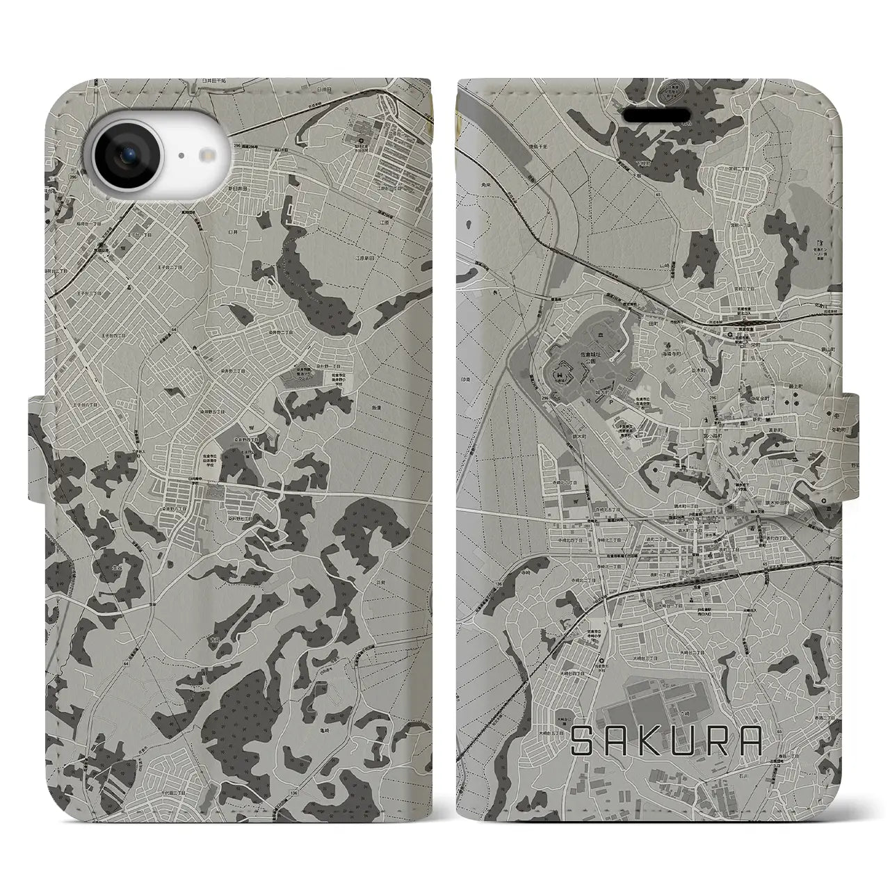 【佐倉(千葉県)】地図柄iPhoneケース(手帳タイプ)