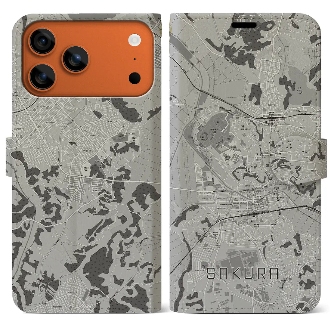 【佐倉(千葉県)】地図柄iPhoneケース(手帳タイプ)