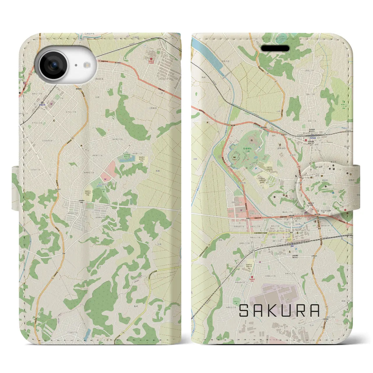 【佐倉(千葉県)】地図柄iPhoneケース(手帳タイプ)