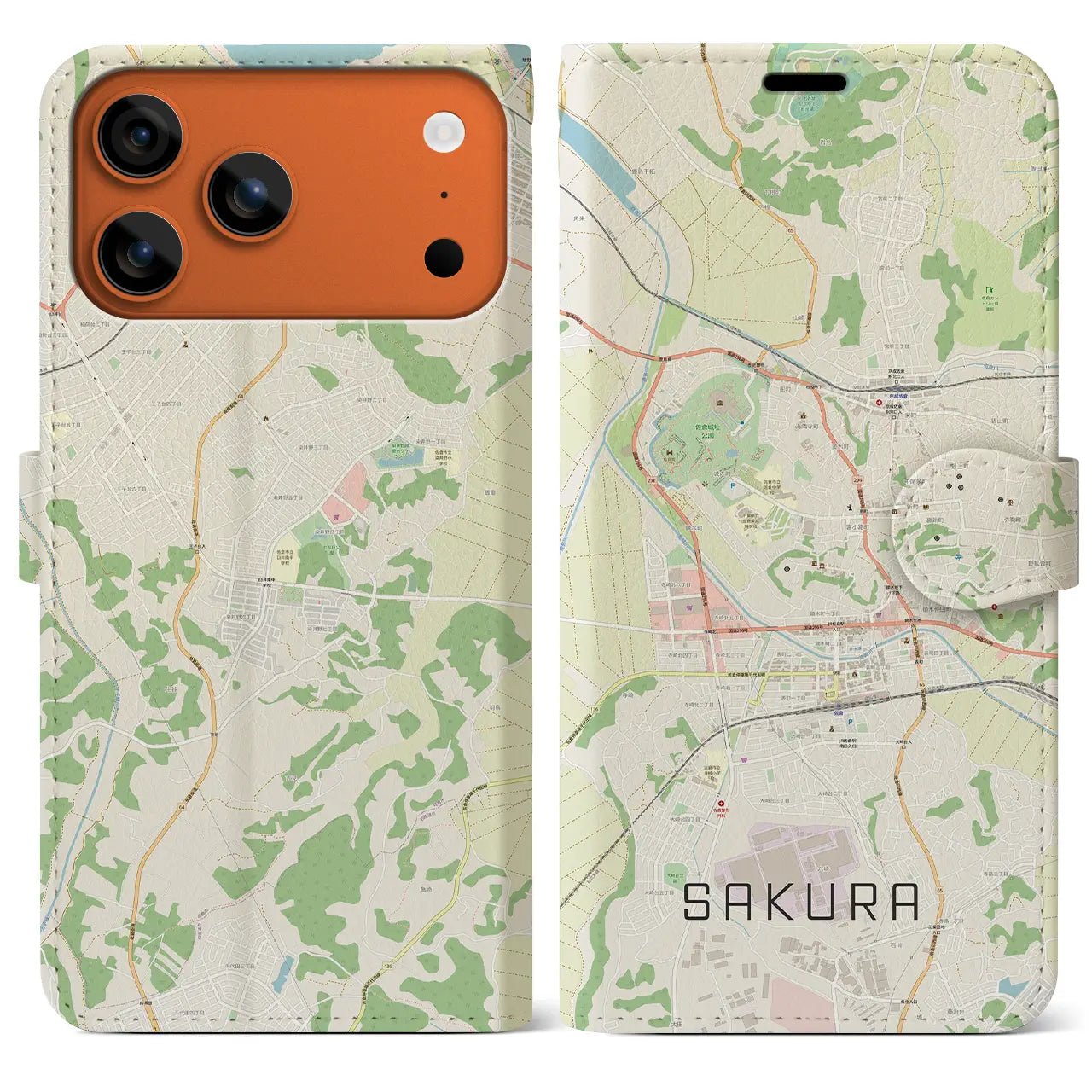 【佐倉(千葉県)】地図柄iPhoneケース(手帳タイプ)