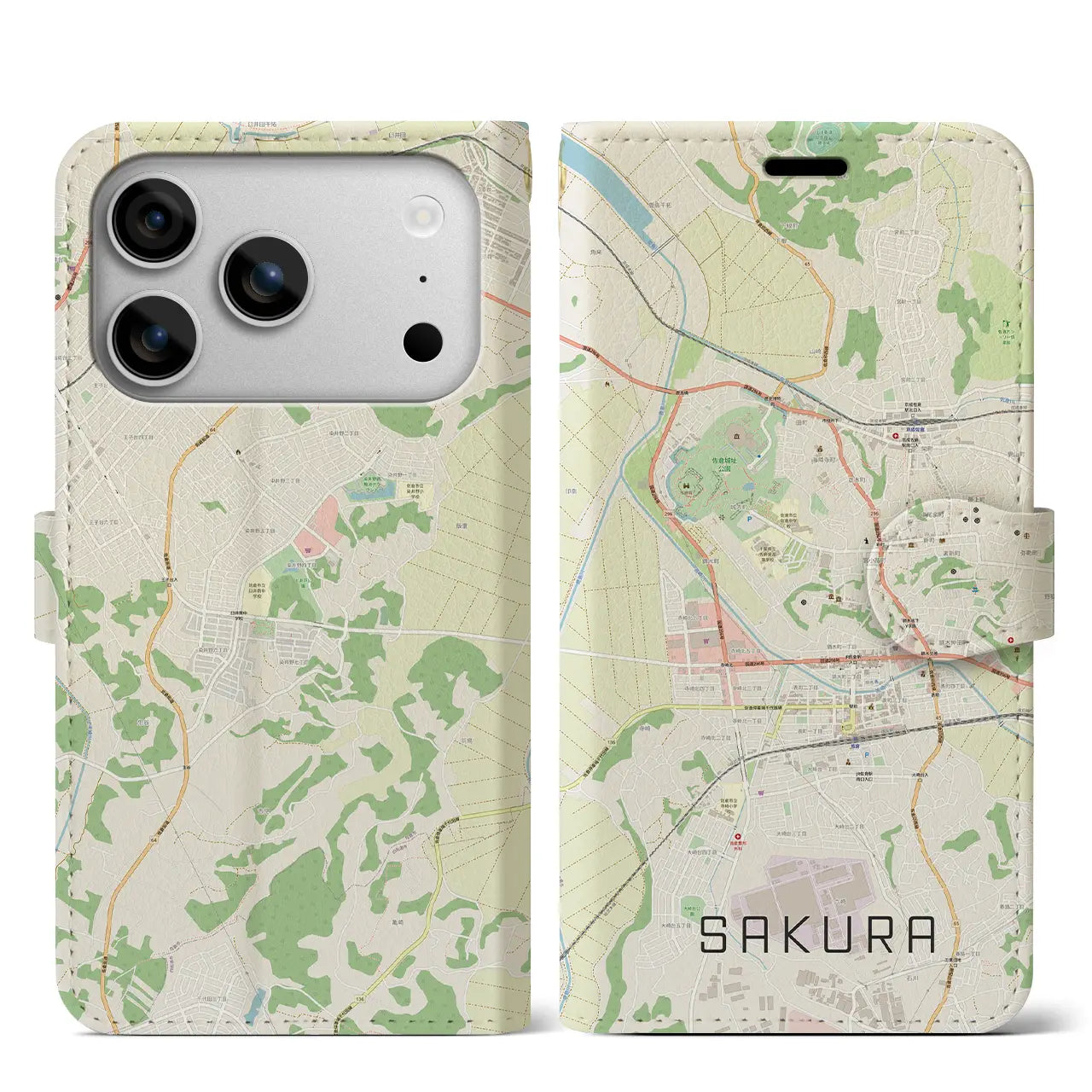 【佐倉(千葉県)】地図柄iPhoneケース(手帳タイプ)