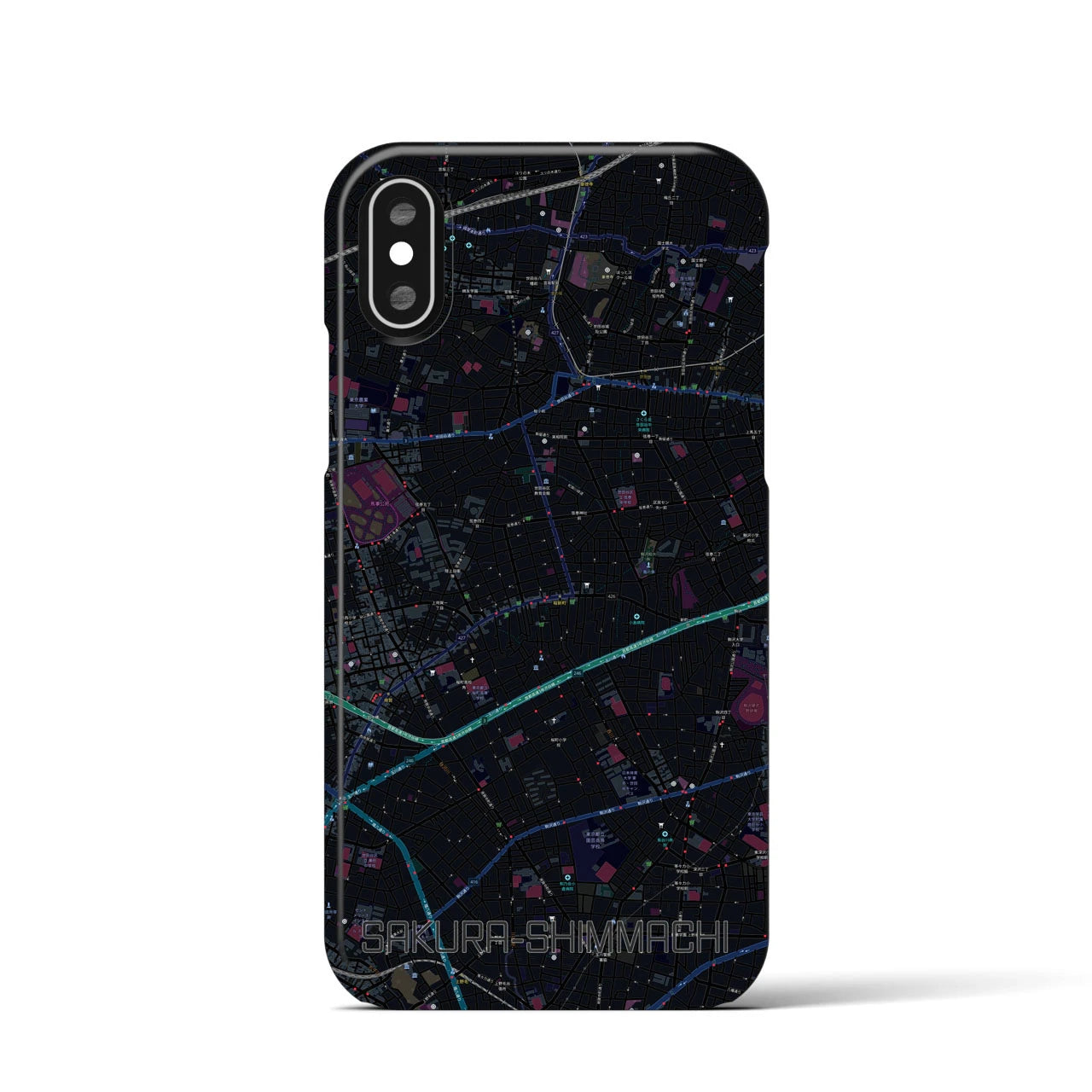 【桜新町(東京都)】地図柄iPhoneケース(バックカバータイプ)