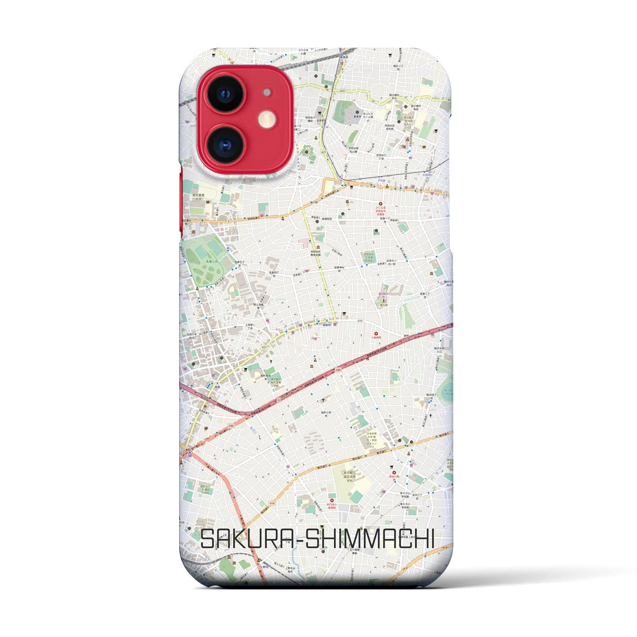 【桜新町(東京都)】地図柄iPhoneケース(バックカバータイプ)