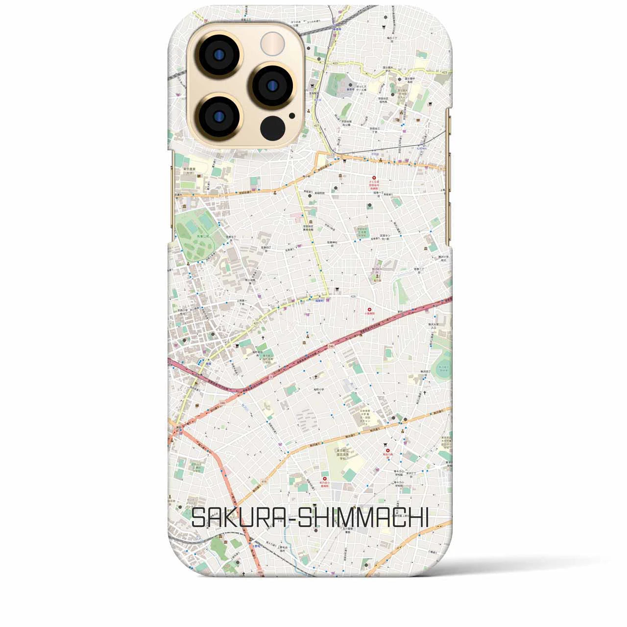 【桜新町(東京都)】地図柄iPhoneケース(バックカバータイプ)