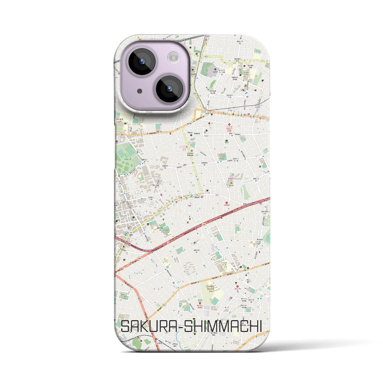 【桜新町(東京都)】地図柄iPhoneケース(バックカバータイプ)