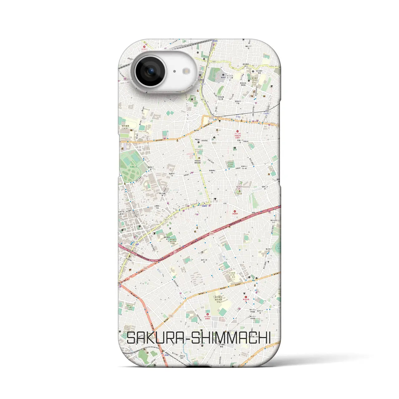 【桜新町(東京都)】地図柄iPhoneケース(バックカバータイプ)