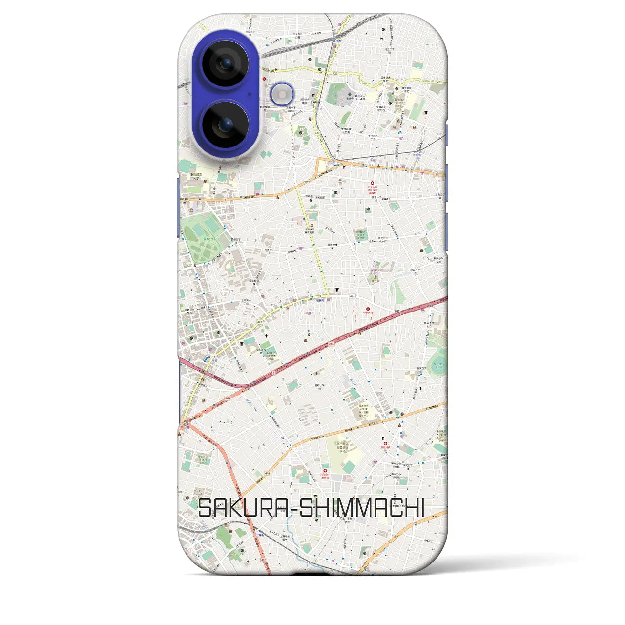 【桜新町(東京都)】地図柄iPhoneケース(バックカバータイプ)ナチュラル・iPhone 16 Pro Max 用