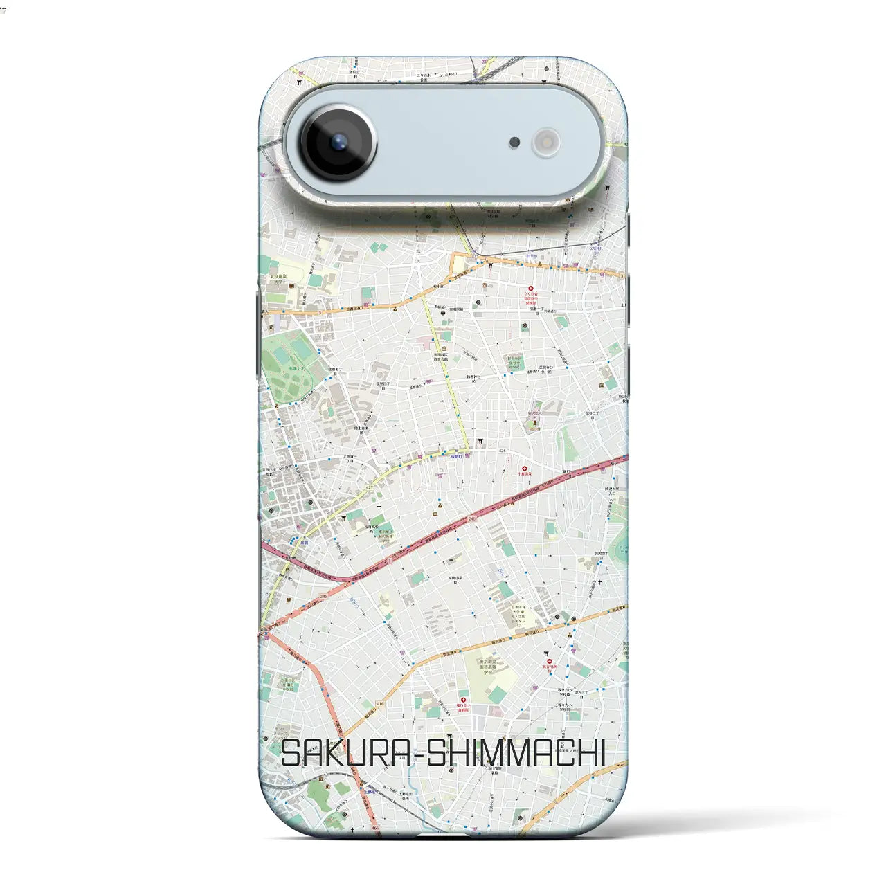 【桜新町(東京都)】地図柄iPhoneケース(バックカバータイプ)ブラック・iPhone 17 Pro Max 用
