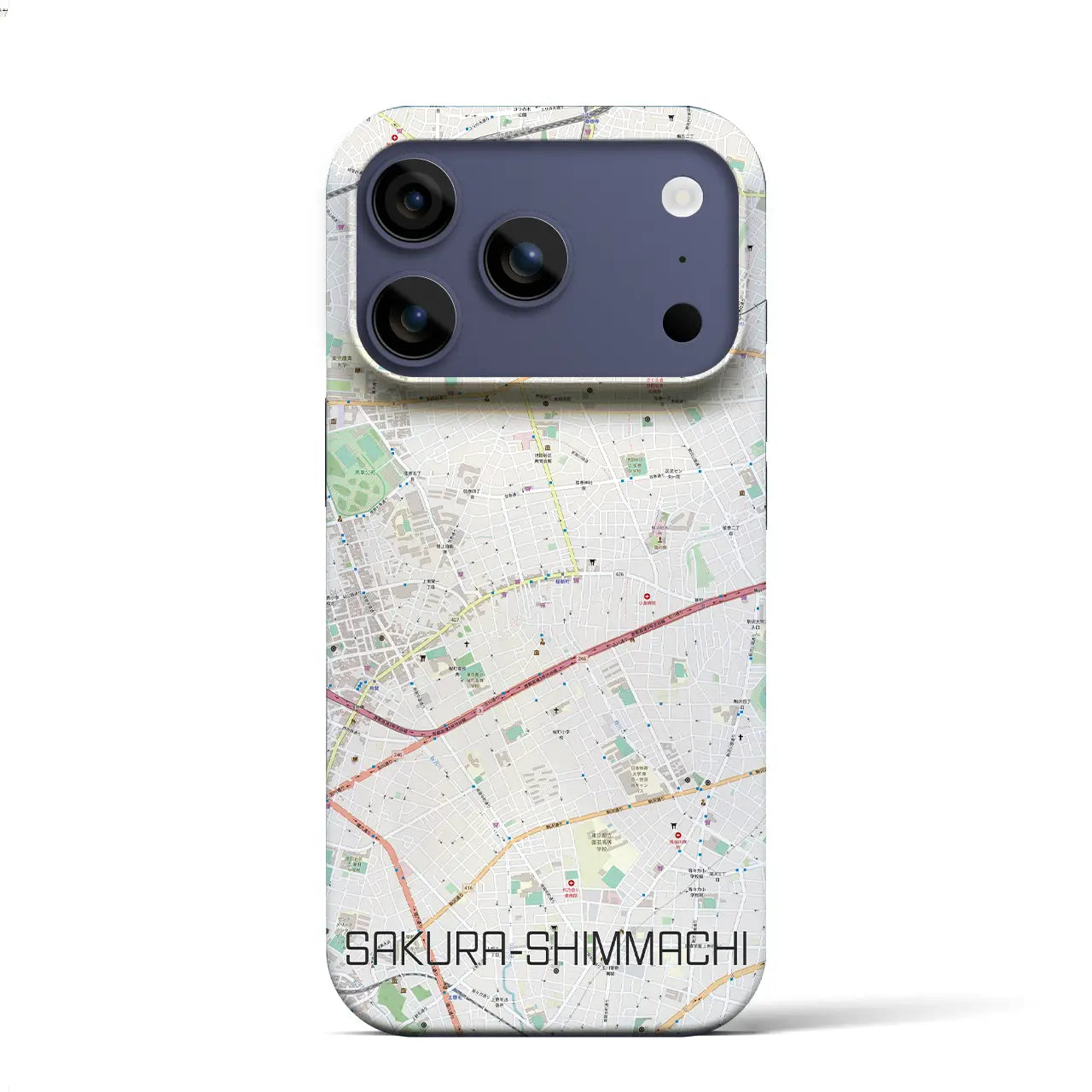 【桜新町(東京都)】地図柄iPhoneケース(バックカバータイプ)ナチュラル・iPhone 17 Pro Max 用