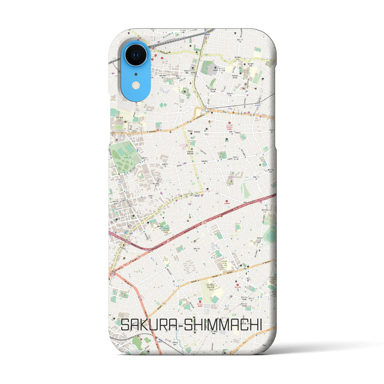 【桜新町(東京都)】地図柄iPhoneケース(バックカバータイプ)