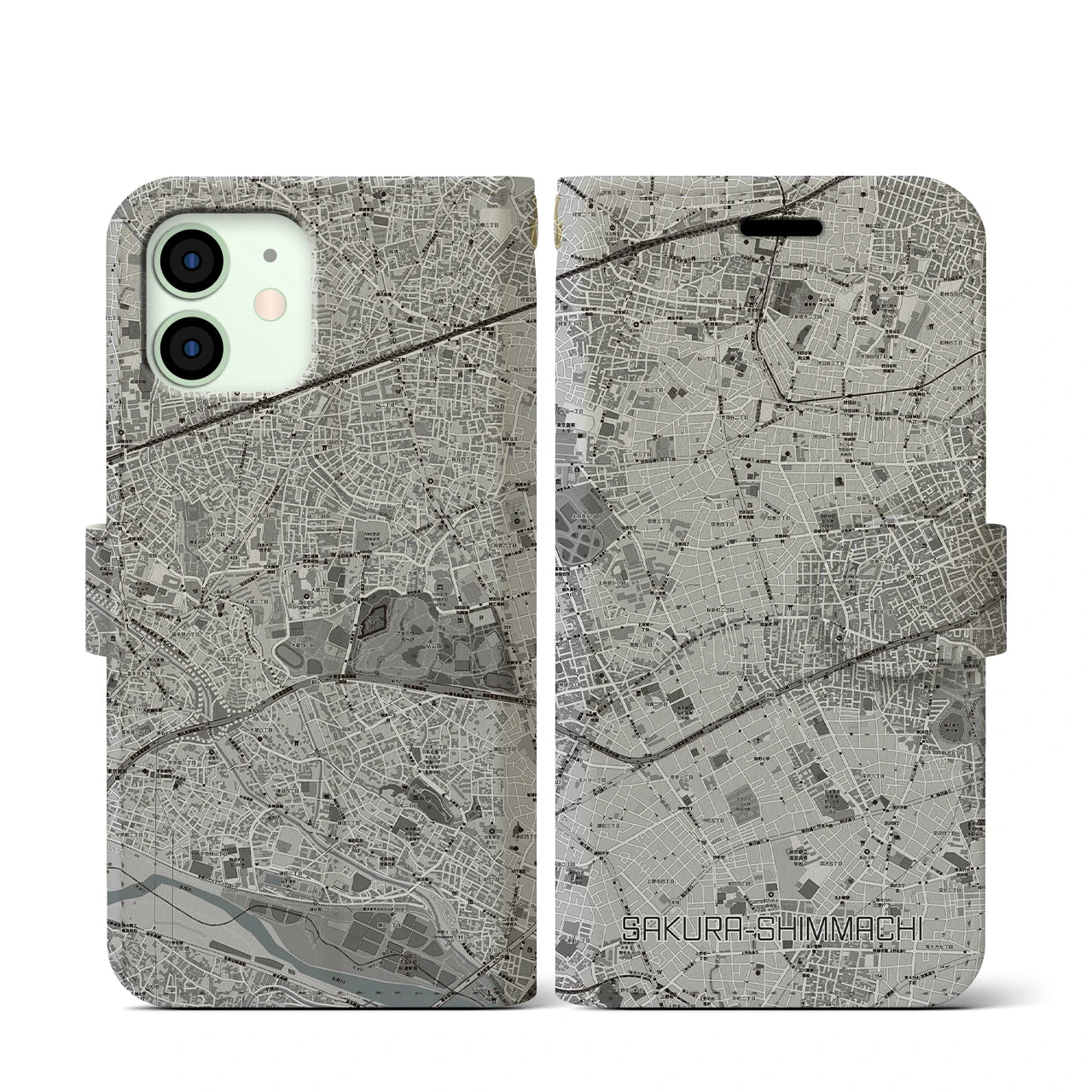 【桜新町(東京都)】地図柄iPhoneケース(手帳タイプ)