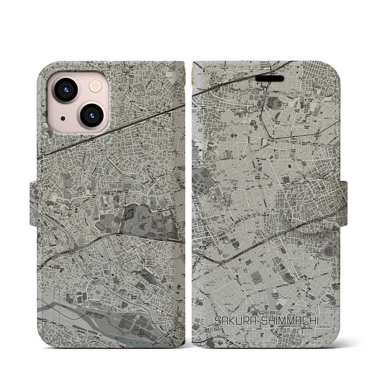 【桜新町(東京都)】地図柄iPhoneケース(手帳タイプ)