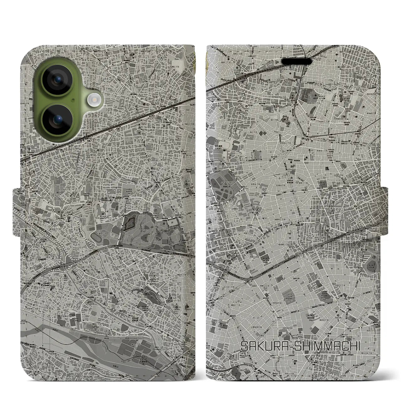 【桜新町(東京都)】地図柄iPhoneケース(手帳タイプ)