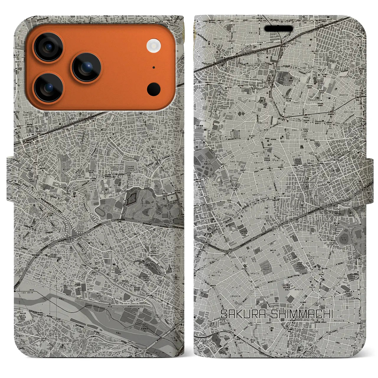 【桜新町(東京都)】地図柄iPhoneケース(手帳タイプ)