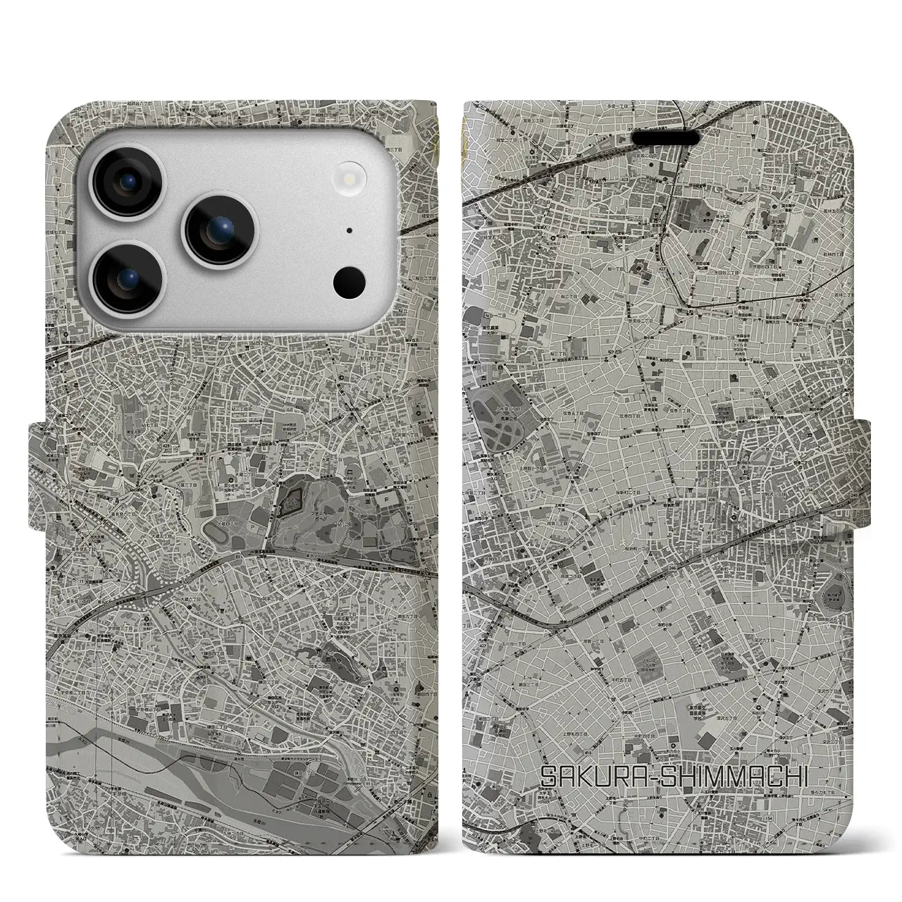 【桜新町(東京都)】地図柄iPhoneケース(手帳タイプ)