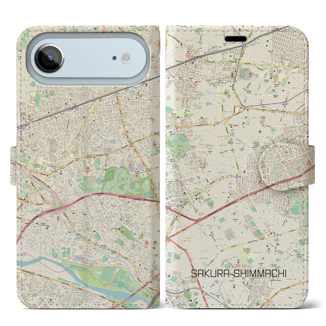 【桜新町(東京都)】地図柄iPhoneケース(手帳タイプ)