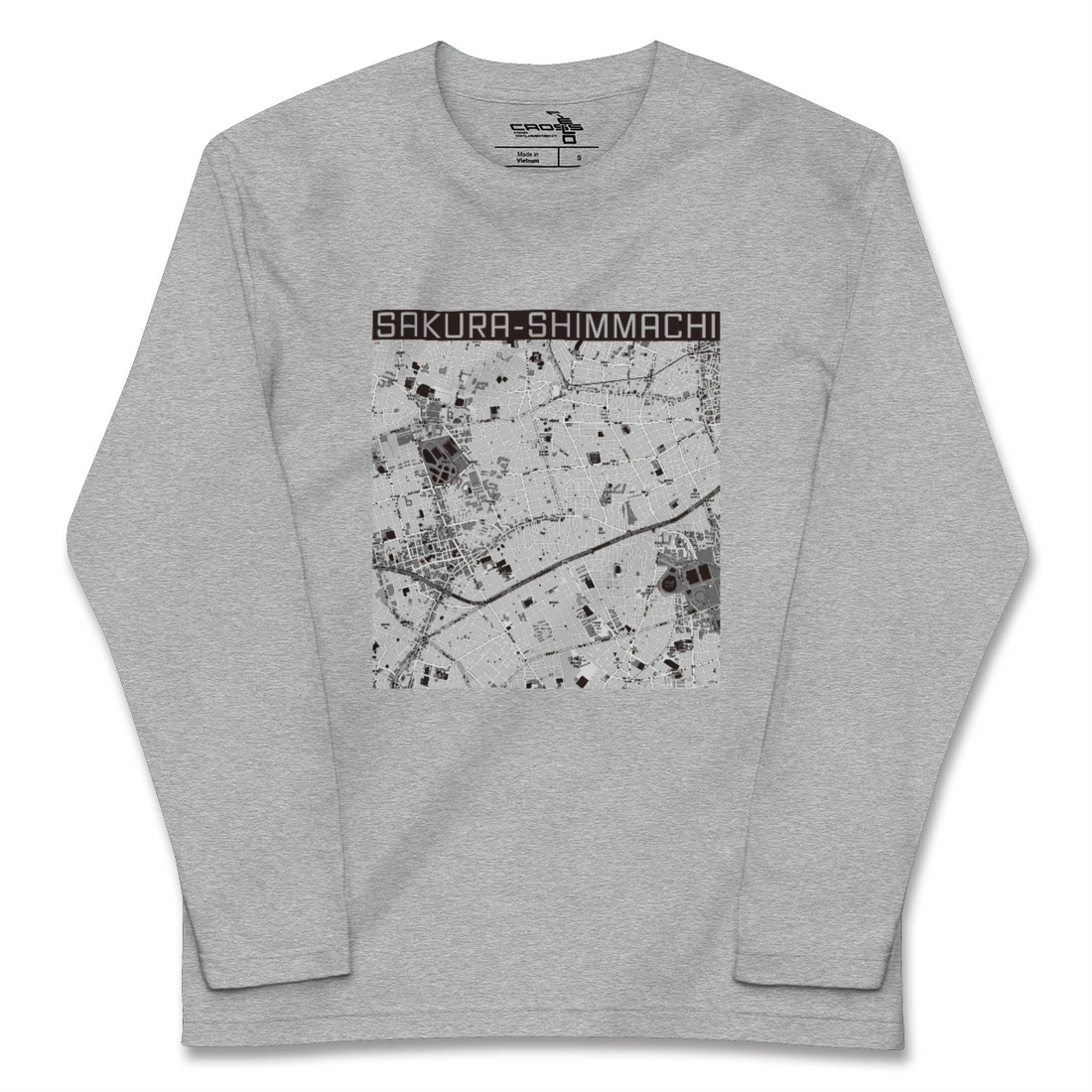 【桜新町(東京都)】地図柄ロングスリーブTシャツ