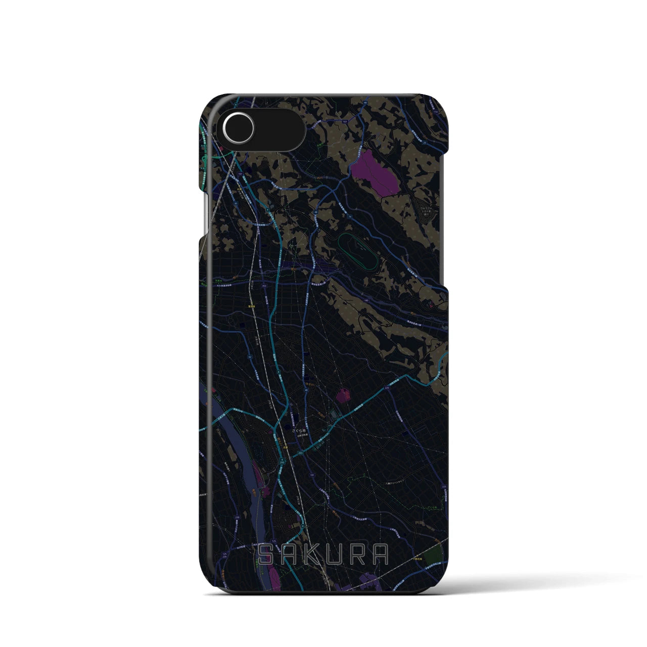 【さくら(栃木県)】地図柄iPhoneケース(バックカバータイプ)
