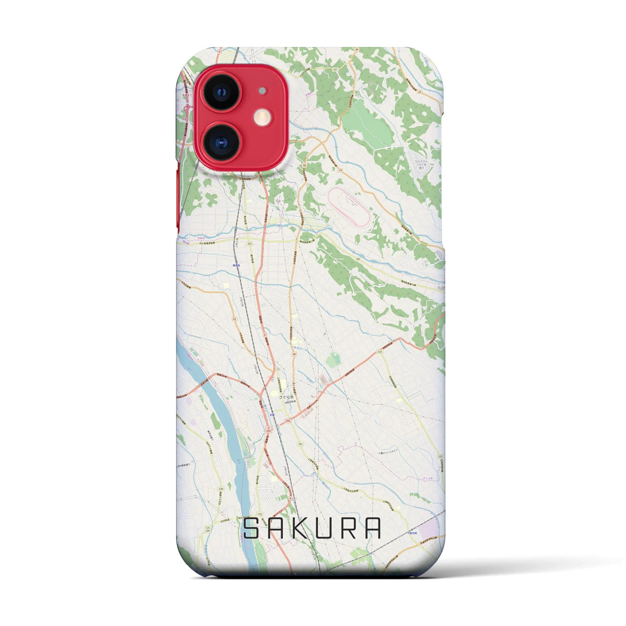 【さくら(栃木県)】地図柄iPhoneケース(バックカバータイプ)