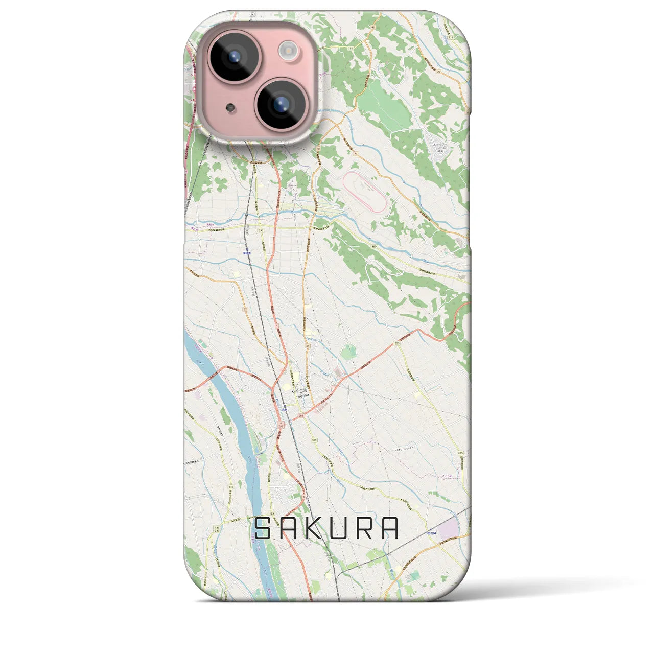 【さくら(栃木県)】地図柄iPhoneケース(バックカバータイプ)