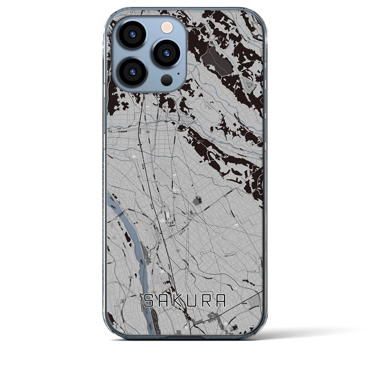 【さくら(栃木県)】地図柄iPhoneケース(クリアタイプ)