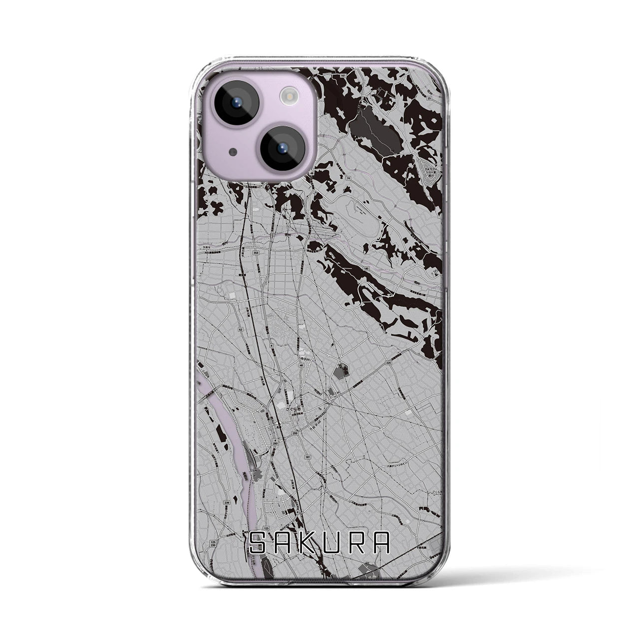 【さくら(栃木県)】地図柄iPhoneケース(クリアタイプ)