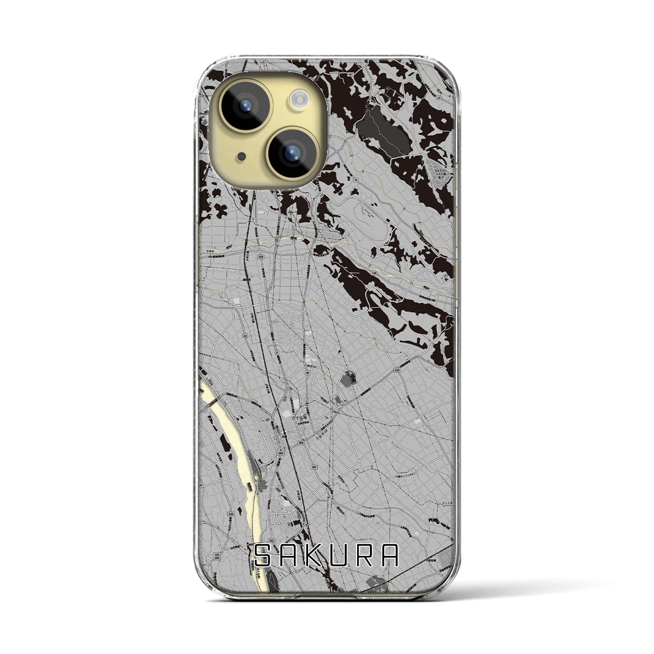 【さくら(栃木県)】地図柄iPhoneケース(クリアタイプ)
