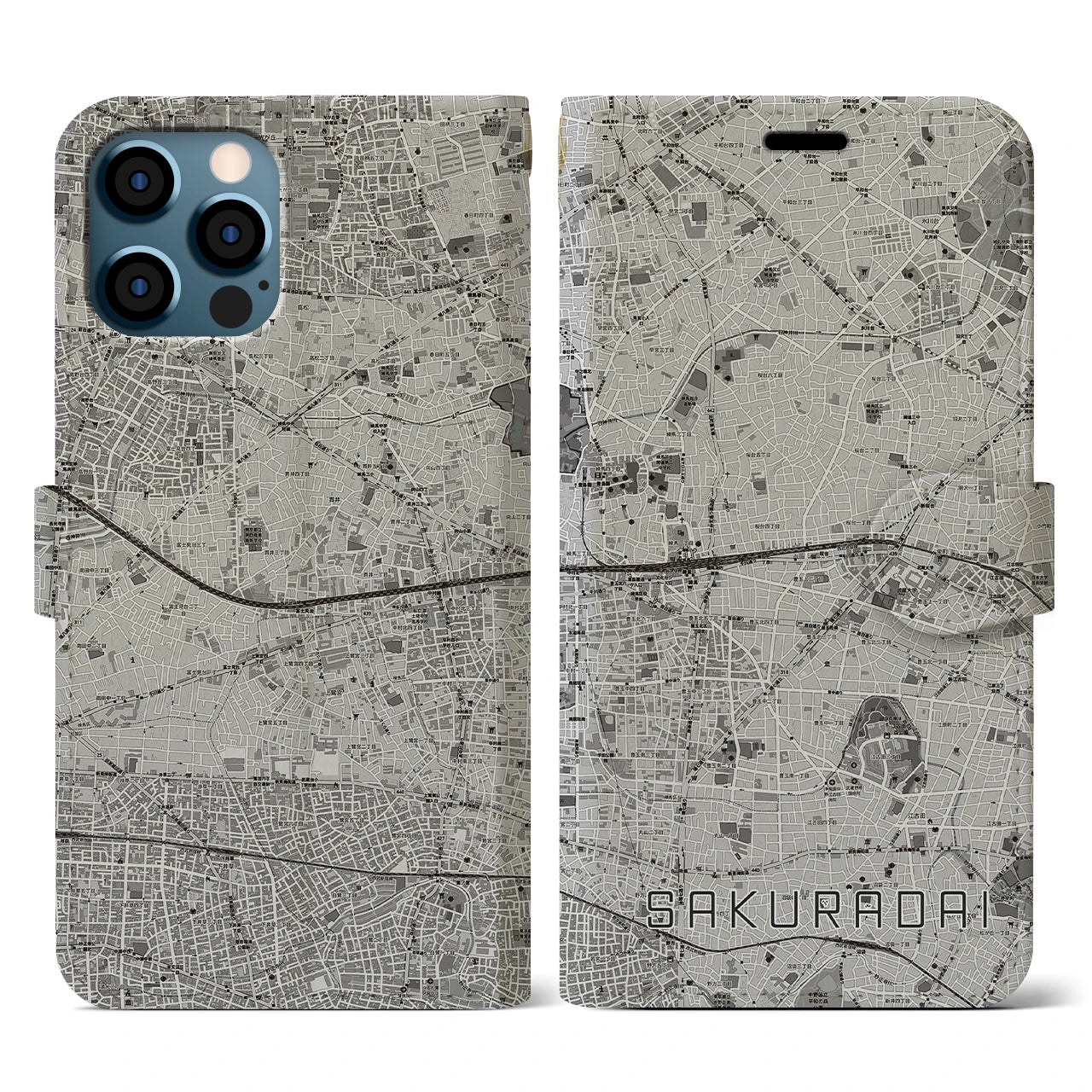 【桜台(東京都)】地図柄iPhoneケース(手帳タイプ)