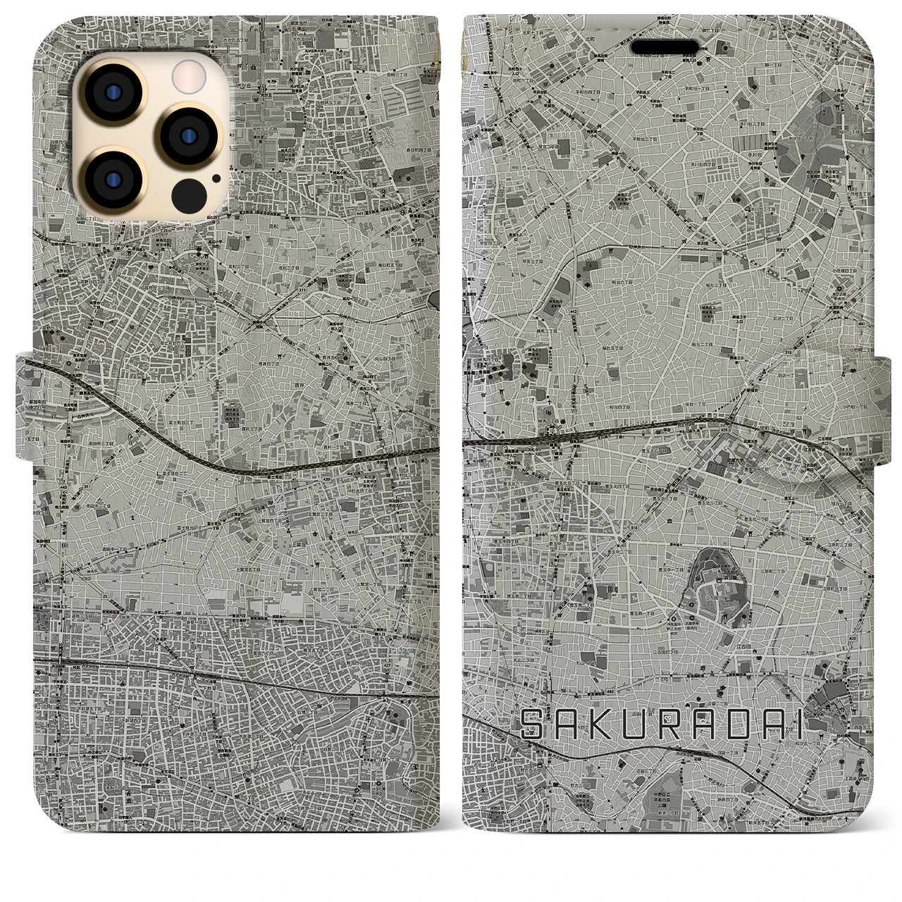 【桜台(東京都)】地図柄iPhoneケース(手帳タイプ)