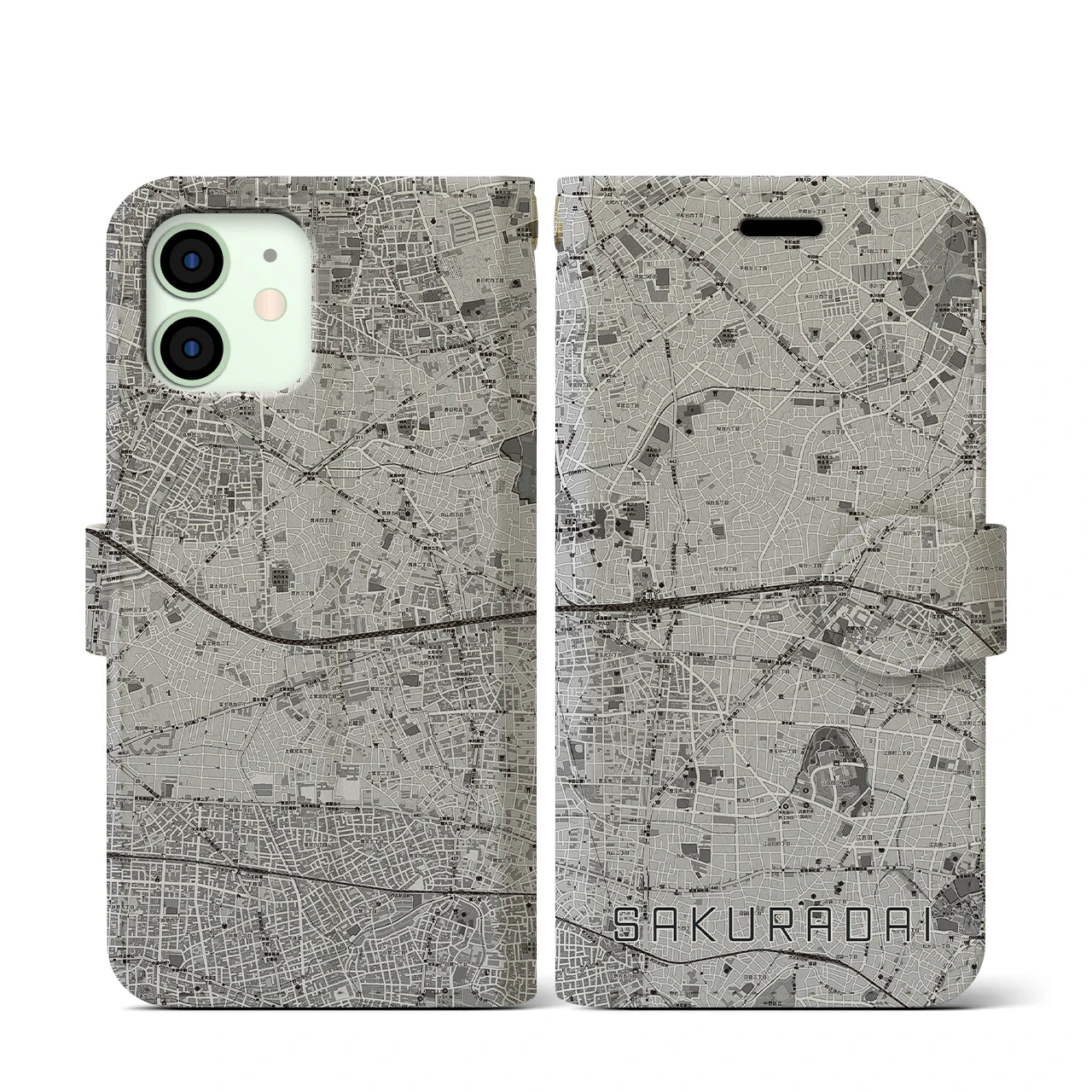 【桜台(東京都)】地図柄iPhoneケース(手帳タイプ)