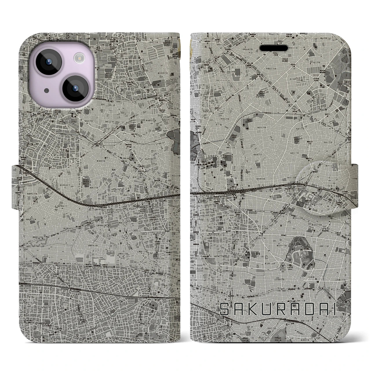 【桜台(東京都)】地図柄iPhoneケース(手帳タイプ)