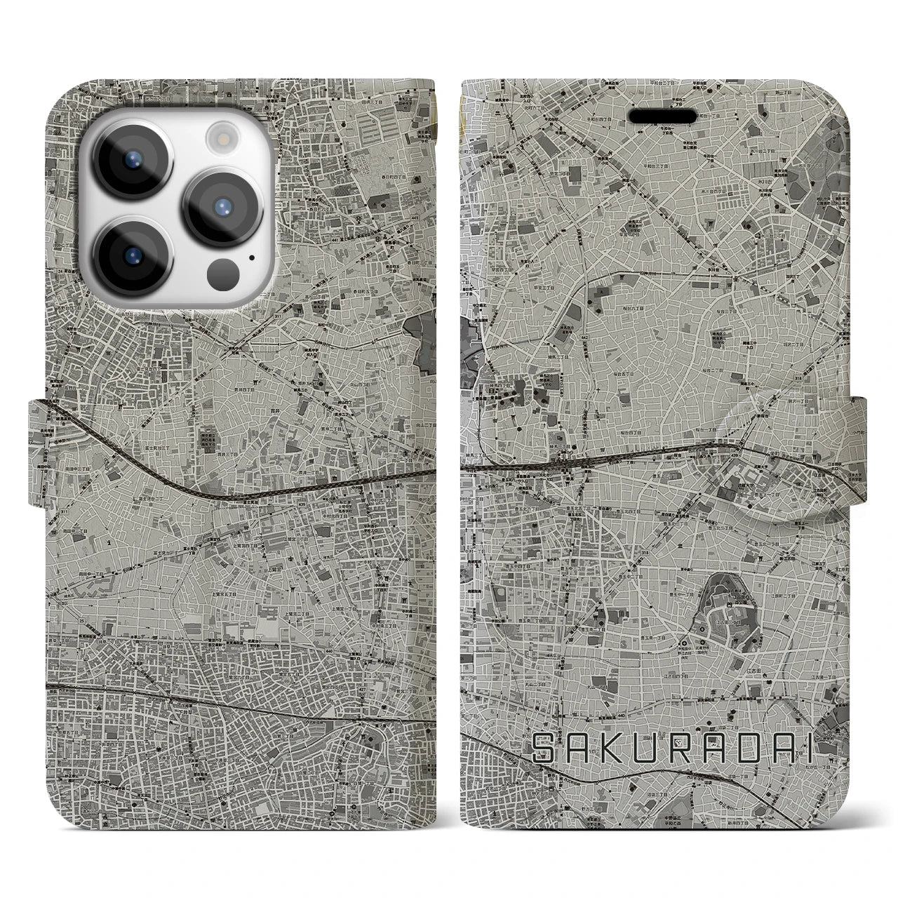 【桜台(東京都)】地図柄iPhoneケース(手帳タイプ)