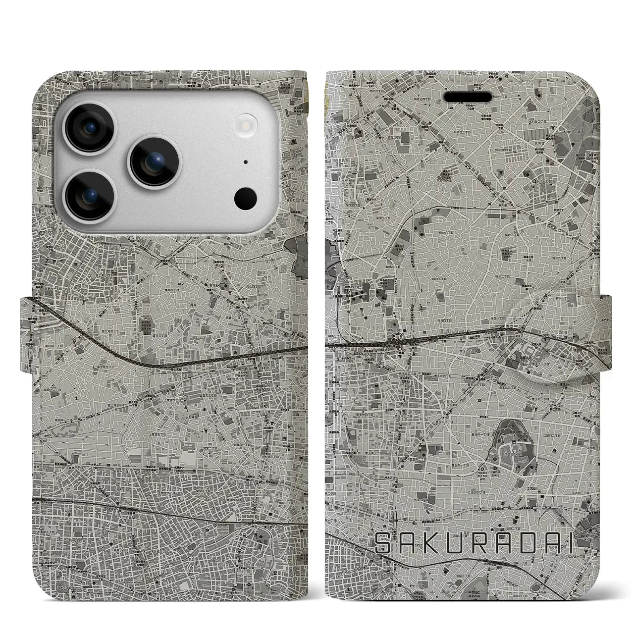 【桜台(東京都)】地図柄iPhoneケース(手帳タイプ)