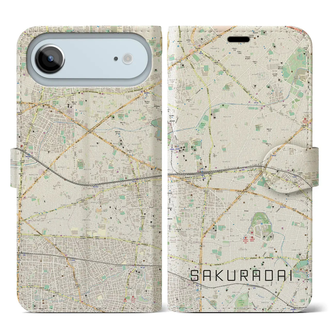 【桜台(東京都)】地図柄iPhoneケース(手帳タイプ)