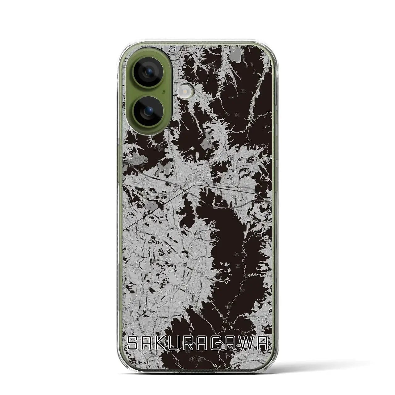 【桜川(茨城県)】地図柄iPhoneケース(クリアタイプ)モノトーン・iPhone 17 Pro Max 用